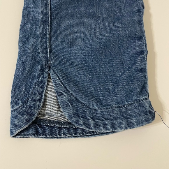 Anthropologie Pilcro Cottage Utility Cargo Blue Chambray Denim Drawstring Pants - Picture 12 of 16